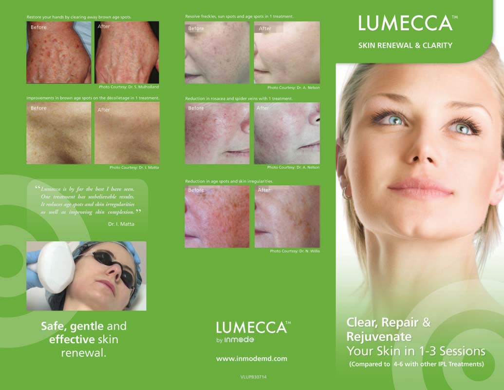 Lumecca advertisement with before and after images