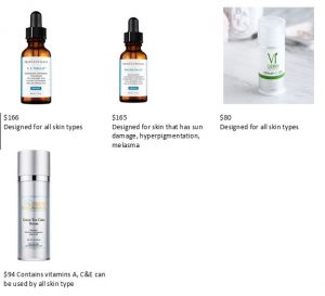 Products with Vitamin C